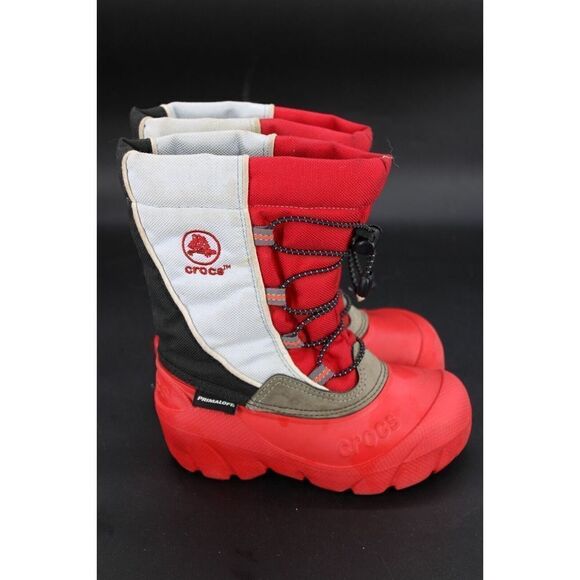 Crocs Unisex Snomini  Size 10/11 Snow Boot Red Black Gray - Picture 5 of 10